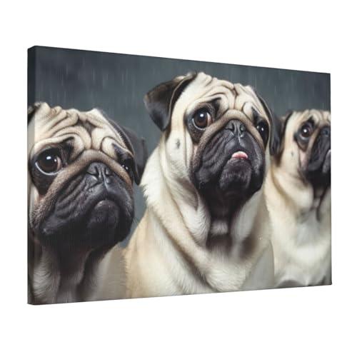 Chien carlin tableau moderne pour une décoration de salon humour