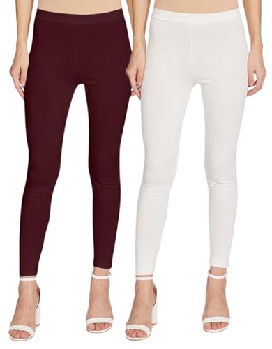 Image of JUNEBERRY Pure Cotton Skinny Fit Ankle Length Leggings Combo (Pack of 2)