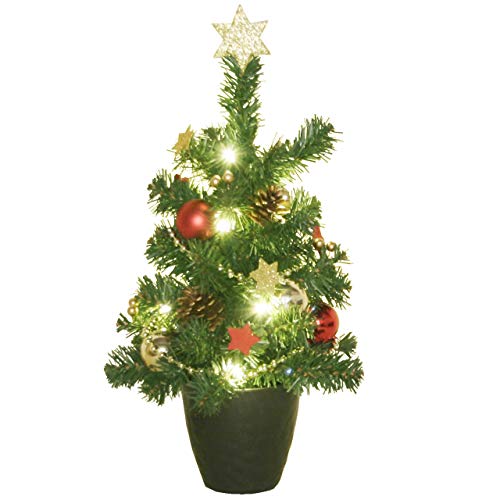 MACOShopde by MACO Möbel Raburg LED Tannenbaum im Topf - Gold/ROT fertig dekoriert mit 10 LEDs, warmweiß, batteriebetrieben, weihnachtlich dekoriert, 48 cm hoch Cover