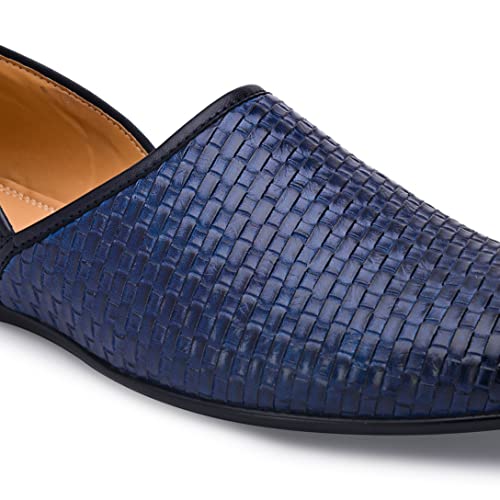 Image of San Frissco Men's Embroidered Mojaris Casual Slip-On Shoes | Soft Cushioned Footbed Insole with TPR Sole | Stylish Lightweight Jutti Perfect for Party Weddings Festive Season