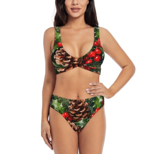Maillot de bain deux pièces femme avec push-up amovible et triangle réglable