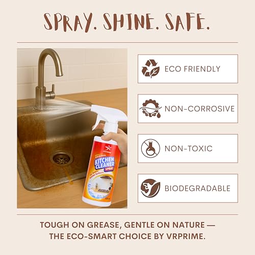 Image of VRPRIME Kitchen Cleaner Spray | Kitchen Sink Chimney Gas Stove Oven Oil Stain Remover All Purpose Degreaser Spray | Kitchen Cleaning Spray for Exhaust Fan (500ml) (PACK OF 1)