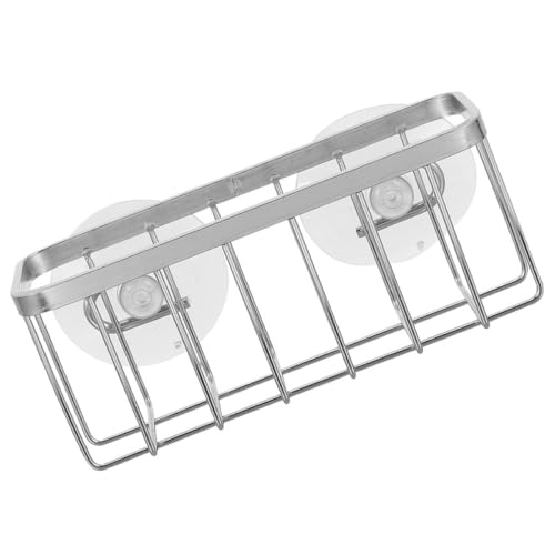 OFFIGAM Soporte para Esponja de Fregadero de Cocina Ventosa, Acero Inoxidable, Organizador Drenante y Compacto para Utensilios de Cocina, Porta Trapos y Estropajos