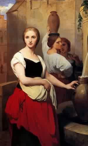 Peinture à l'huile de haute qualité Margaret at The Fountain par Ary Schefer format 20x24