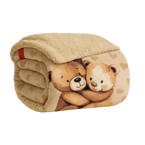 Home Tresor Coperta Plaid in Pile Invernale, Morbida e Calda, Finta Pelliccia Pelosa, Divano/Singola/Matrimoniale, Doppio Lato Flanella Sherpa - Sofà 127 * 150, Cuori di Pelouche