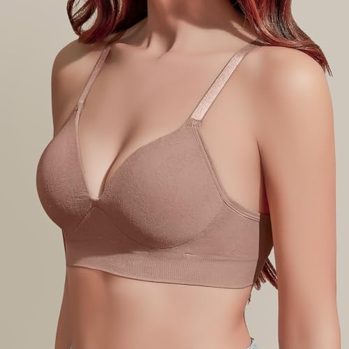 Image of Eleplus 3 Pieces Deep V Wireless Bras for Women Seamless Comfy Bralettes Lightly Lined Multicolors Pack