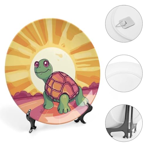 Plato decorativo Bone China Turtle in The Sun 7 pulgadas miniatura 4