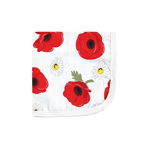 Image of Hudson Baby Unisex Baby Cotton Muslin Washcloths, Poppy Daisy, One Size