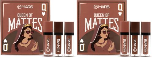 Image of MARS Queen of Mattes Liquid Lipsticks Box Set of 3 (13.5 ml) (BROWNS) | Smudgeproof & Transferproof | Intense Swipe Pigmentation | Long-Lasting Wear (Pack of 2)
