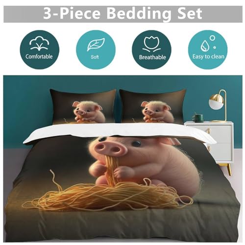 Housse de couette 220x240 cochon mignon pour cocooning et ambiance de chambre chaleureuse