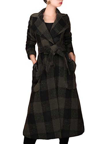 Manteau en laine vert femme veste coupe-vent à carreaux mode automne hiver 40