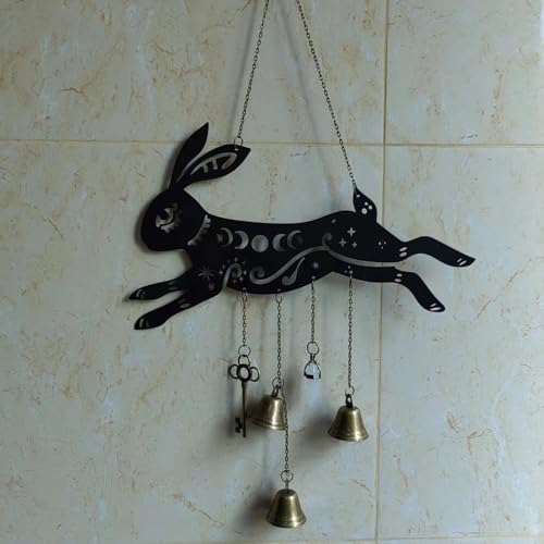 Carrilhão de vento de coelho para ambientes internos e externos, decoração de carrilhão de vento de