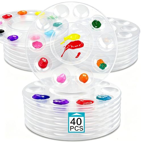 Image of Hulameda 40pcs Clear Art Paint Tray Palette for Kids or Pupils to Painting | Plastic Pallet for DIY Craft,Play Party at Home,Kindergarten or School