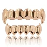 JINAO 18K Gold Silver Plated Hip Hop Vampire Fangs Teeth Grillz Set