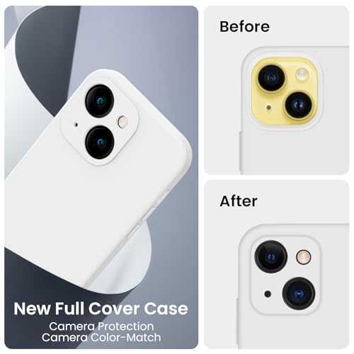 Image of FireNova Designed for iPhone 14 Case, Silicone Upgraded [Camera Protection] Phone Case, Soft Anti-Scratch Microfiber Lining Inside, 6.1 inch, White