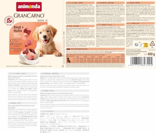 animonda GranCarno Junior Hundefutter nass Rind+Huhn (6 x400g)
