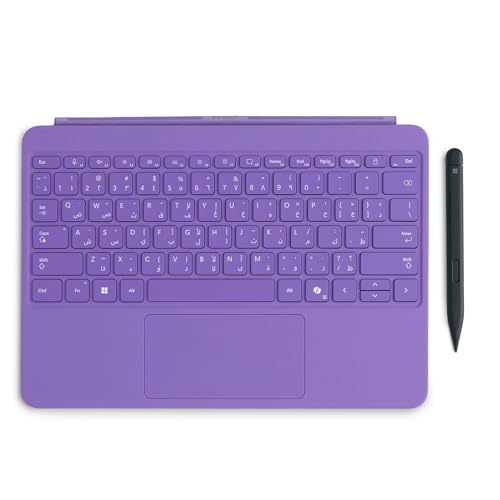 Microsoft Surface Pro Keyboard with Slim Pen 2 Bundle for Surface Pro 12" Device, Alcantara Material | Violet-English/Arabic