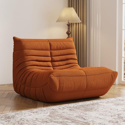 Bean-Bag-Chair-Fireside-Chair-Large-Bean-Bag-Chair-for-Adults-Bean-Bag-Chairs-for-Teens-with-High-Resilience-Foam-Non-Slip-Base-Floor-Lounge-SofaLiving-Room-Orange-Single Bean Bag Chair, Fireside Chair, Large Bean Bag Chair for Adults, Bean Bag Chairs for Teens with High-Resilience Foam, Non-Slip Base Floor Lounge Sofa,Living Room (Orange, Single) - Image 1