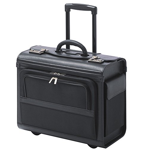 Preisvergleich Produktbild Pilotenkoffer Pilotentrolley Polyester Schwarz Mit Rollen Trolley Notebookfach Zahlenschloss Orgafach