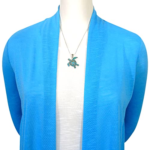 Turquoise Network Turtle Pendant Necklace in Sterling Silver 925 & Genuine Gemstones3
