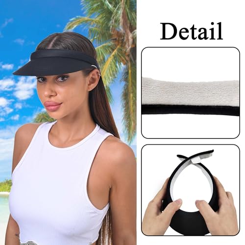 Image of Sun Visor Hats Women Wide Brim Adjustable Clip On Visors Beach Men Hat