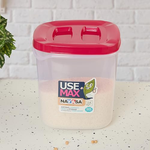 Image of Nayasa Use Max Container (5 Ltrs, 7.5 Ltrs, 10 Ltrs) BPA Free Food Grade Airtight Kitchen Storage Stackable Containers- Set Of 3, Pink