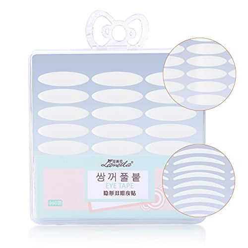 1920 Pcs (960 Pairs) Eyelid Tape Stickers with Box,Instant Eye Lift Without Surgery, Invisible Single Side Fiber Double Perfect for Hooded, Droopy, Uneven, small eyes, or Mono-eyelids, Wide+Slim