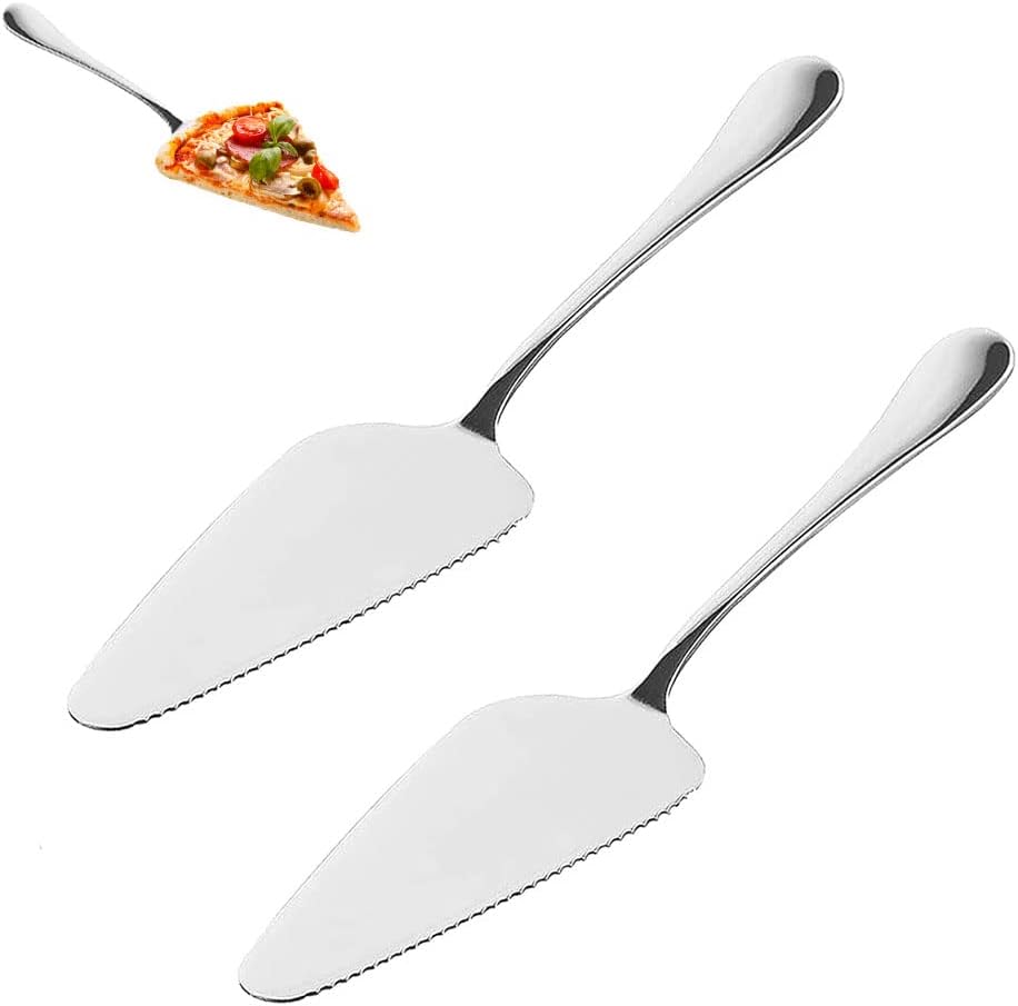 Cake Slice and Pie Server, Stainless Steel Cake Knife, Server Cake Cutte, Serrated Edge, for Kitchens, Restaurants, Parties, 2 Pieces
