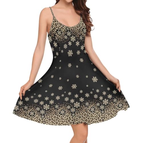 Image of Women's Spaghetti Strap Dress Summer Casual Swing Sundress Girls Beachwear Swing Mini Dress
