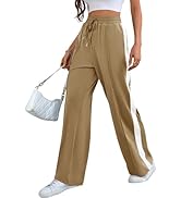 Bellcoco Wide Leg Sweatpants Women High Waisted Baggy Sweat Pants Active Striped Track Pants with...