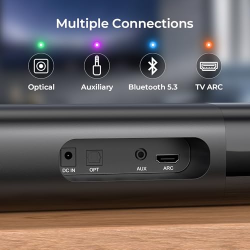 Sound Bar for Smart TV, Soundbar with Bluetooth/ARC/Opt/AUX Connect, Auto Volume Boost, 3 Equalizer Modes, 2 in 1 Detachable Soundbar for TV/PC/Gaming/Projectors - Image 6