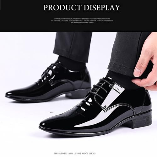 Men's Black Dress Shoes Classic Lace-up Oxfords Formal Faux Patent Leather Tuxedo Derby Shoes for Men2
