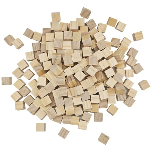 MUXGOA 200 Pcs Unfinished Wood Cubes,1/2 inch Wooden Blocks for Crafting,Small Wood Cubes for Crafts Making & DIY Projects & Decor