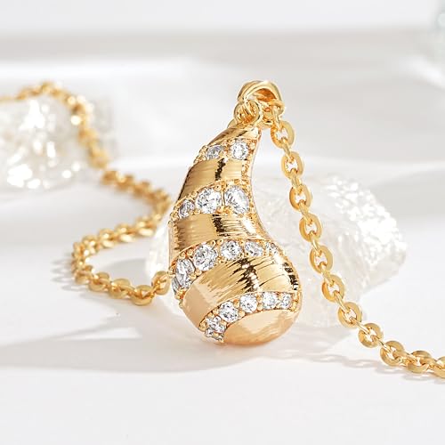 Fettero Dainty Gold Necklace for Women, 14K Gold Plated Pendant Necklace Cubic Zirconia Charm Necklaces for Women Jewelry Gift