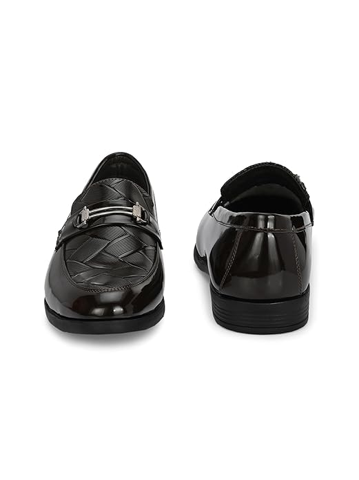 Image of STANPHORD Men Glossy Formal Slip-On Shoes | Patent Leather Dress Loafers | Cushioned Insole | Office Business Wedding Party Footwear(TPAJ 5040)