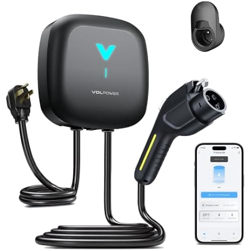 Level 2 EV Charger 48A/11.5KW Wall EV Charger, Indoor/Outdoor Car Charging Station with NEMA 14-50 Plug, 24ft J1772 Cable, Wi-Fi and Bluetooth Enabled EVSE, Smart Car Charging Station
