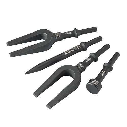 SUNEX TOOLS ACS4 Air Hammer Chisel Pneumatic Separator Set in Portable Tool Roll 4-Piece