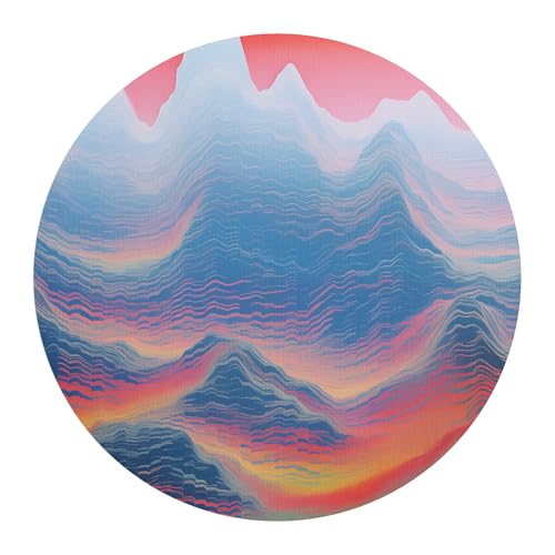 DEQORI Carta da parati rotonda autoadesiva Ø 80 cm | motivo marea di colore in montagna | tela tessile – staccabile, decorativa e indeformabile – per soggiorno, ufficio, corridoio o cameretta dei