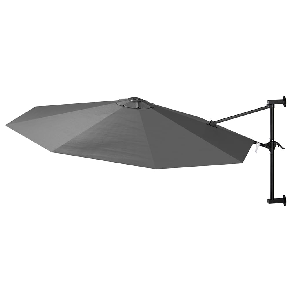 BAKAJI Ombrellone da Parete Giardino Diametro 300cm Palo Staffa Muro Decentrato Chiusura a Leva Sistema Air Vent Arredamento Salvaspazio Esterno Gazebo Piscina Terrazzo Ambienti Esterni