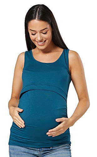 Preisvergleich Produktbild HAPPY MAMA. Damen Stillzeit Umstands-Top Westeober Lagendesign Ärmelloses. 042p (Flaschengrün, 36, S)