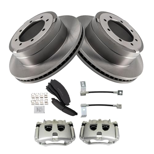 Image of TRQ Rear Brake Pad & Rotor Kit Ceramic Compatible with 2017-2021 Ford F-350 Super Duty