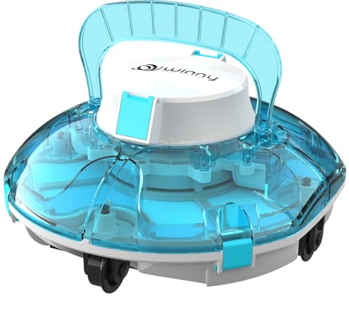 Cordless Robotic Pool Cleaner, Lasts 80 Min, Automatic Vacuum for Above-Ground Pools up to 650 Sq.ft,Portable, Self-Parking (Sky Blue)