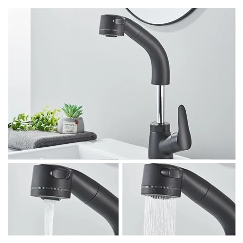 Mitigeur d'évier rotatif à 360 degrés avec douchette extractible et commande chaud-froid - 4