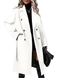 Danedvi Women Elegant Wool Pea Coat Lapel Collar Double Breasted Mid-Long Winter Overcoats with Belted Pockets