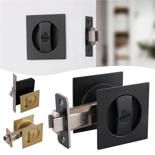 Cerradura para puerta de bolsillo 2 piezas sin llave gancho cuadrado fácil instalación aleación de zinc para sala (plata cepillada, doble gancho) miniatura 3