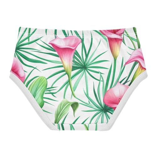 Flower Girls Underwear Toddler 2t Cotton Little Girl Panties Floral Pink Calla Lilies Green Palm Briefs Underpants2