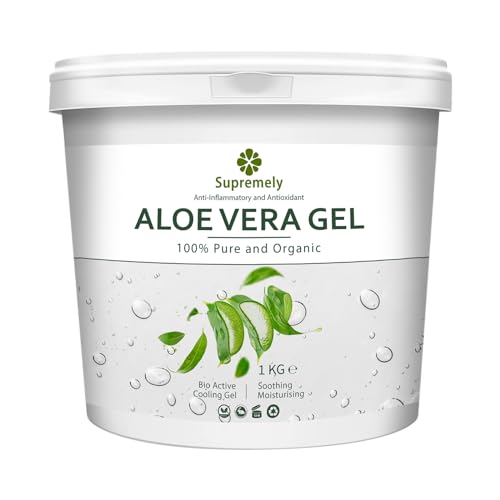 Supremely 100% Pure Aloe Vera Gel 1Kg | Soothing & Hydrating Multipurpose Gel | Face Body Hair Care Ideal for Sensitive Skin | Pure Freshly Cut From Aloe Farms