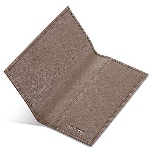 Image of HISCOW Slim Leather Checkbook Cover for Personal Checks, Premium Elephant Gray, One Size | Full grain cowhide, transaction register & check book pockets, removable duplicate divider, durable stitching, gifts for men