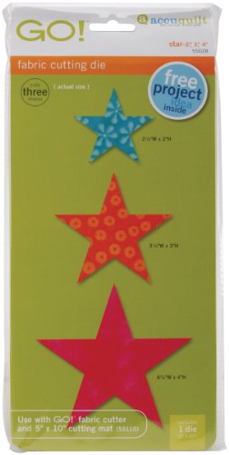 AccuQuilt GO! Fabric Cutting Dies; Star 2-inch; 3-inch & 4-inch
