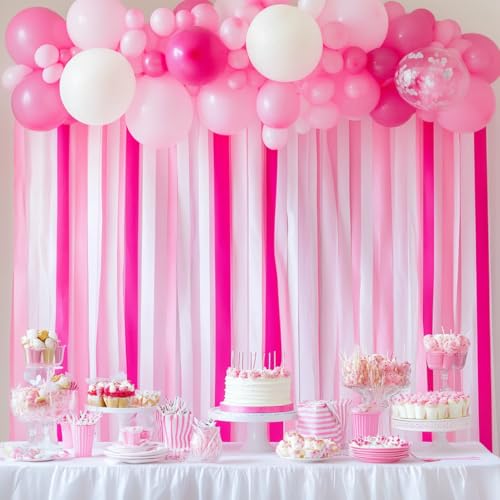 Image of 8 Pink Streamers, 656ft Pack of Crepe Paper Bachelorette Party Decorations